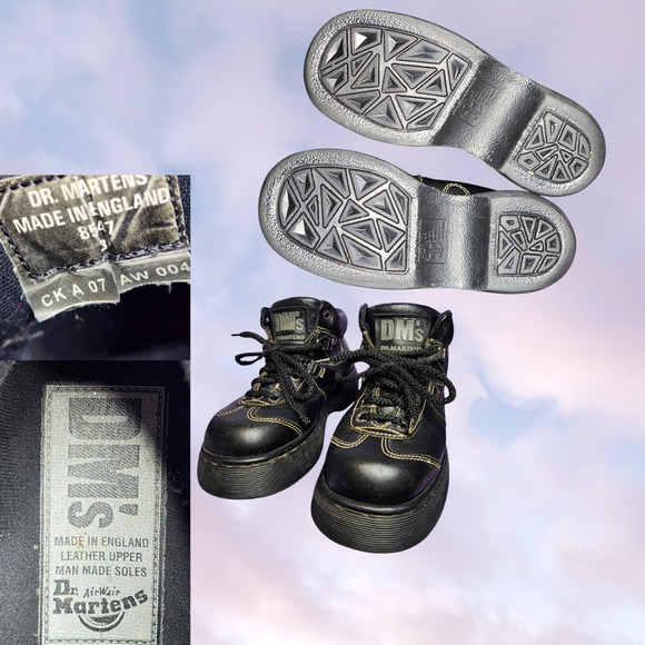 Rare Vtg Made in England Black Lace Up Classic Chunky Doc Dr Martens US 5 Womens - Picture 8 of 8